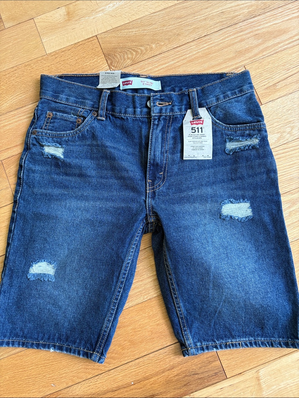 Levi's 511 women’s  Distressed Dark Blue Denim Shorts 28